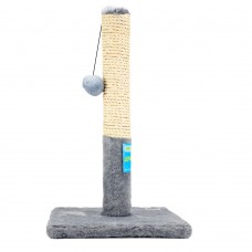 Пухнастики кігтеточка для котів стовпчик на підставці (сизаль) сіра 30×55 см