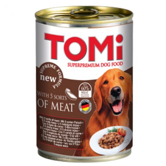 TOMI 5 KINDS OF MEAT вологий корм для собак з 5 видами м'яса в соусі 400 г