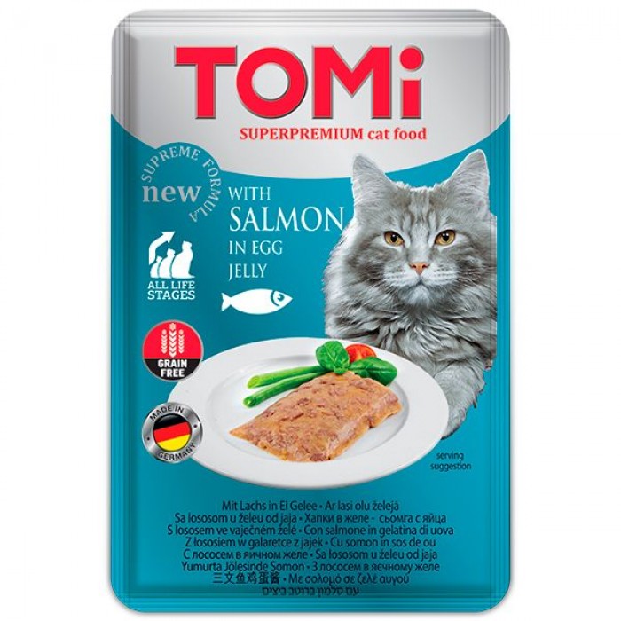 TOMI SALMON IN EGG JELLY вологий корм для котів з лососем у яєчному желе 100 г