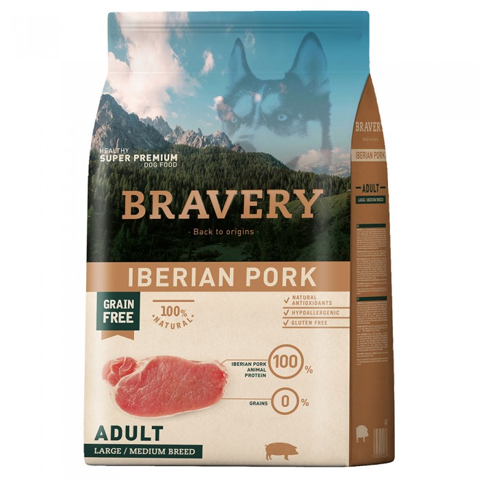 Bravery Iberian Pork Large/Medium Adult для собак середніх та великих порід з іберійською свининою 12 кг