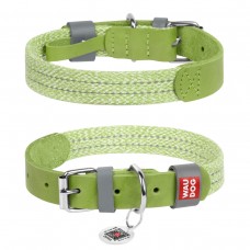 Collar WAUDOG Classic нашийник для собак зі шкіри та бавовни (салатовий) S