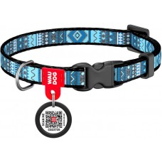 Collar WAUDOG Nylon нашийник "Етно синій" з QR паспортом та пластиковою фурнітурою для котів XS