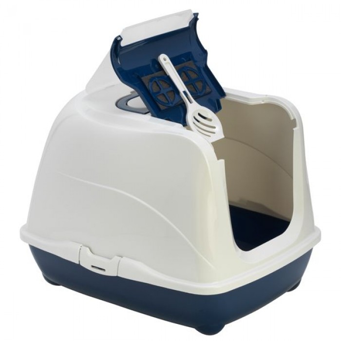 Moderna закритий туалет для котів з відкидною кришкою (чорничний/білий) 