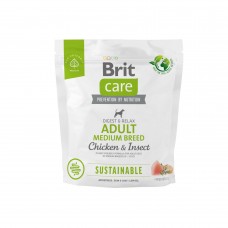 Brit Care Dog Sustainable Adult Medium Breed корм для собак середніх порід з куркою та комахами 1 кг