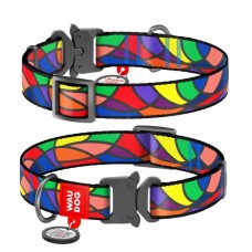 Collar WAUDOG Nylon нашийник "Вітраж" з QR паспортом та металевою фурнітурою для собак S