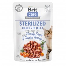 Brit Care Cat pouch філе з качкою та  індичкою в желе для стерилізованих котів 85g