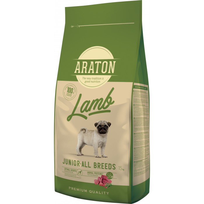 ARATON LAMB Junior All Breeds сухий корм для молодих собак з ягнятиною і рисом 15 кг