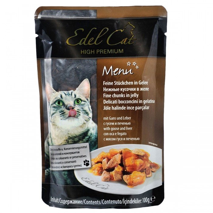 Edel Cat Шматочки з гусаком і печінкою в желе для котів, пауч ​100g
