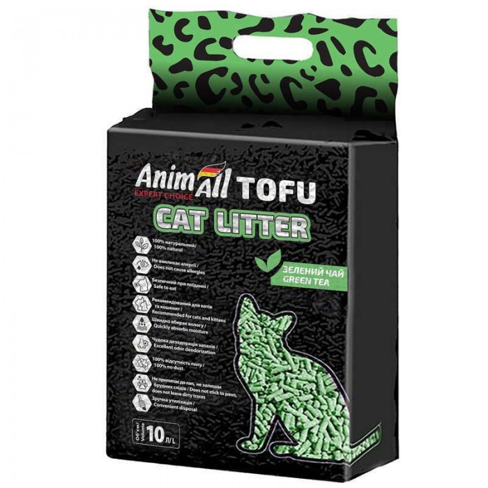 AnimAll Tofu Green Tea соєвий наповнювач для котів з ароматом зеленого чаю 10 л