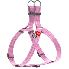 Collar WAUDOG Re-cotton світловідбиваюча шлея з QR паспортом для собак (рожева) M