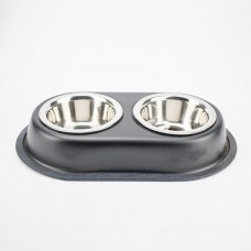 AGILITY подвійна металева миска на підставці для собак (чорна) 2x750 мл