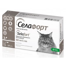 Селафорт KRKA Спот-он краплі від бліх, кліщів і гельмінтів для кішок від 7,6 -10 кг (1 піпетка 1 мл)