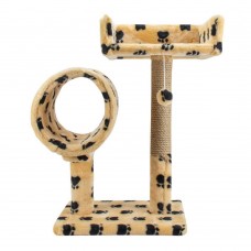 Пухнастики кігтеточка для котів з диваном і тунелем (джут) бежева з лапками 56×38 см