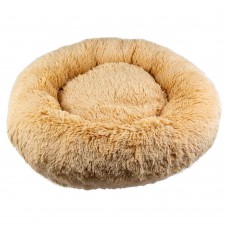 Пухнастики Пончик лежак для котів і собак малих порід (бежевий) 50х50 см