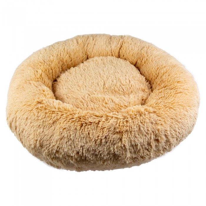 Пухнастики Пончик лежак для котів і собак малих порід (бежевий) 50х50 см