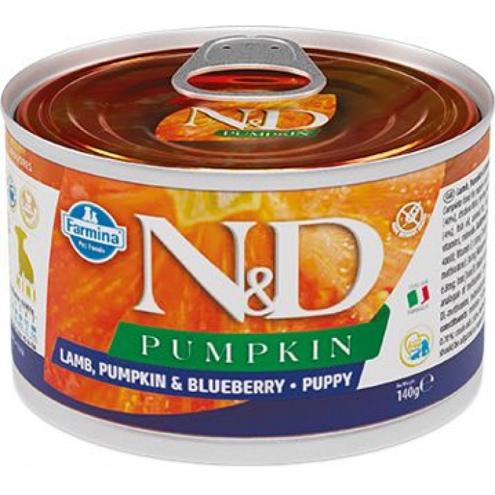 Farmina N&D Grain Pumpkin Lamb Puppy Mini для цуценят малих порід з гарбузом, ягням та чорницею 140 г