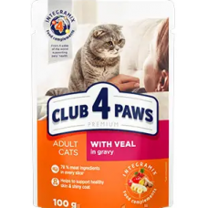 Club 4 Paws Premium вологий корм для котів з телятиною в соусі 100 г