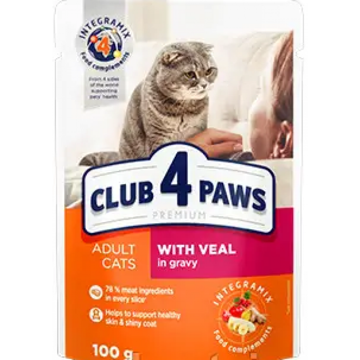 Club 4 Paws Premium вологий корм для котів з телятиною в соусі 100 г
