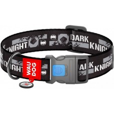 Collar WAUDOG Nylon нейлоновий нашийник "Темний лицар" з QR паспортом для собак XXL