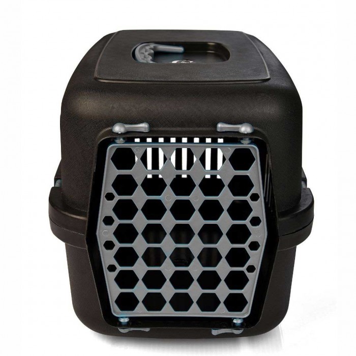 AGILITY Plast пластикова переноска для котів і собак до 12 кг (чорно-сірий) 39х55х36,5 см