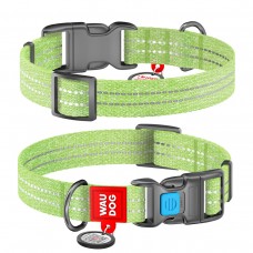Collar WAUDOG Re-cotton світловідбивний нашийник з QR паспортом для собак (салатовий) S