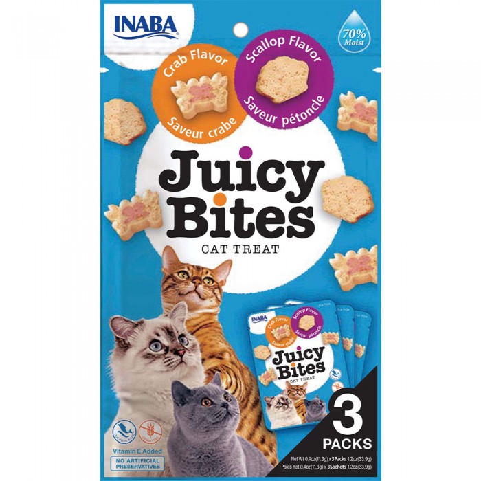 INABA Juicy Bites снеки для котів зі смаком гребінця і краба 3 шт*11,3 г