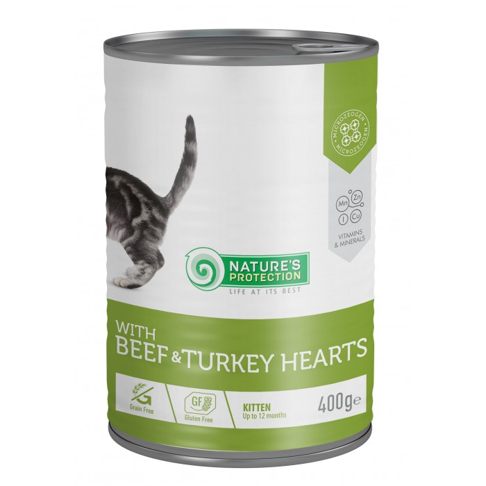 Nature's Protection Kitten with Beef & Turkey hearts для кошенят з яловичиною та серцем індички 400 г*6шт.
