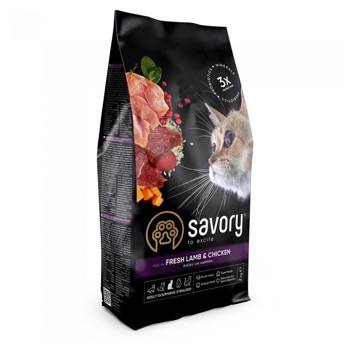 Savory Adult Cat Steril Fresh Lamb and Chicken 2 kg