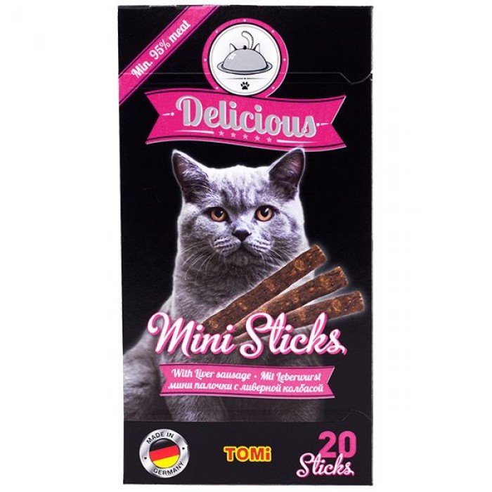 TOMI DELICIOUS MINI STICKS LIVER SAUSAGE ласощі для котів з ліверною ковбасою 40 г