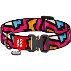 Collar WAUDOG Nylon нашийник "Графіті" з QR паспортом та металевою фурнітурою для собак XXL