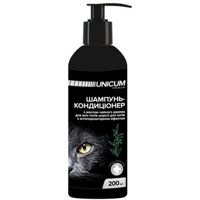 Unicum шампунь-кондиціонер для котів з олією чайного дерева 200 мл.