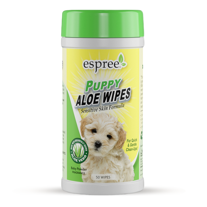 Еspree Puppy Aloe Wipes вологі серветки для цуценят​ з ароматом дитячої присипки 50 шт