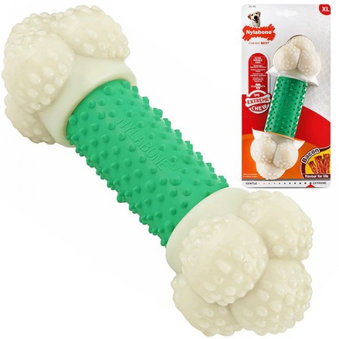 Nylabone Extreme Chew Double Action для собак великих порід з ароматом бекону та м'яти 22,5см