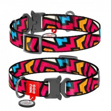 Collar WAUDOG Nylon нашийник "Графіті" з QR паспортом та металевою фурнітурою для собак XL