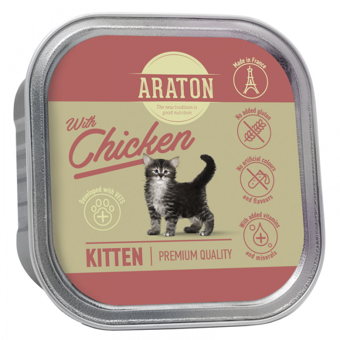 Araton Kitten with chicken вологий корм для кошенят з куркою 85г