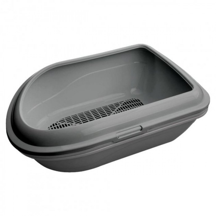 AnimAll туалет із високими бортиками та сіткою для котів (сірий)