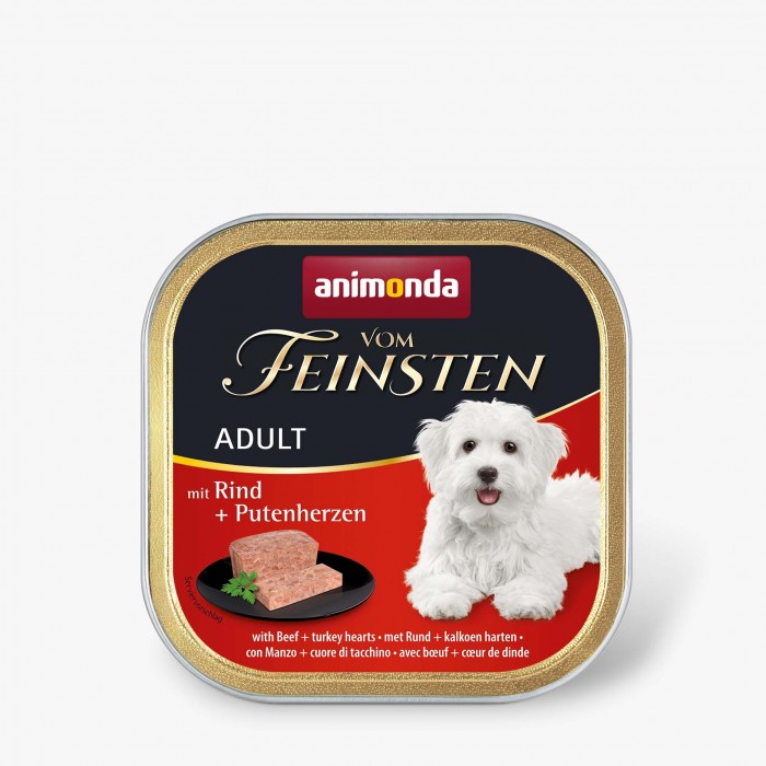 Animonda Vom Feinsten Adult with Beef + Turkey hearts вологий корм з яловичиною та індичачими серцями для собак 150 г