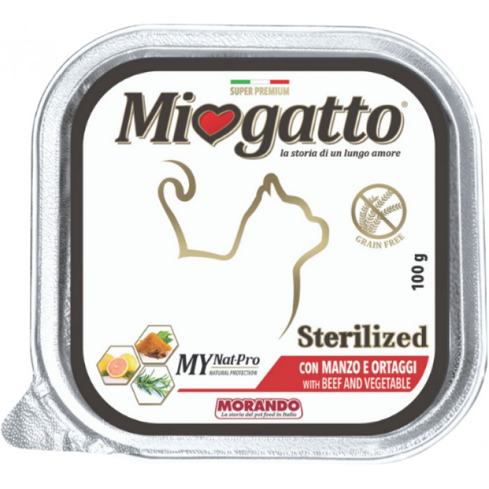 Morando Miogatto Sterilised вологий корм для стерилізованих котів з яловичиною та овочами 100 г
