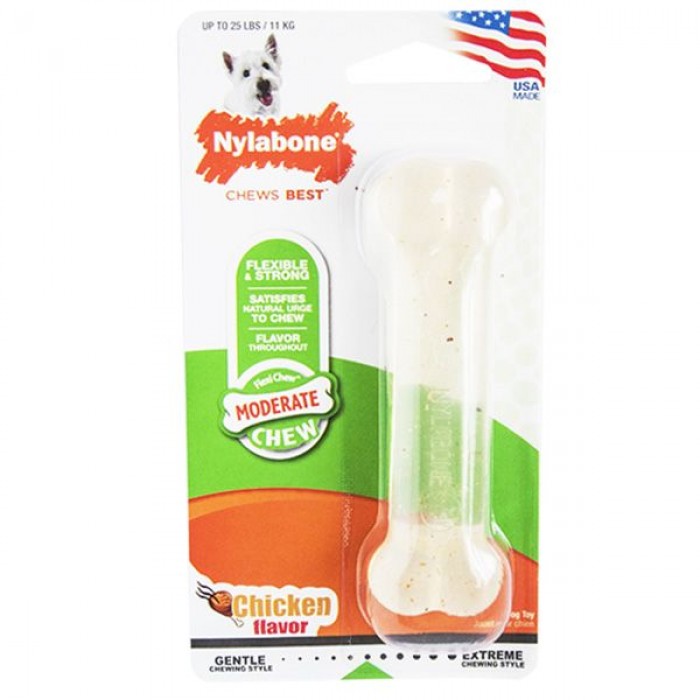 Nylabone Flexi Chew Regular іграшка кістка для собак малих порід з ароматом курки 11,4см