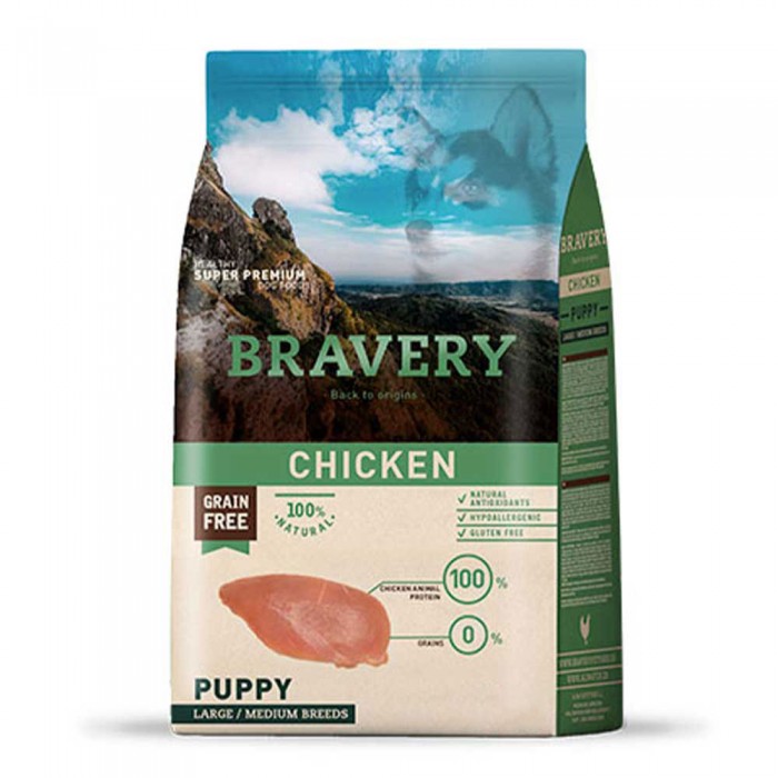 Bravery Chicken Puppy Large/Medium сухий корм для цуценят середніх та великих порід з куркою 12 кг