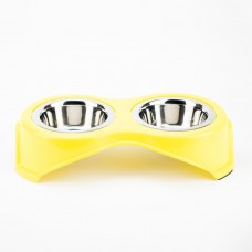 AGILITY подвійна металева миска зі змінною чашею для собак малих порід (жовта) 2x350 мл