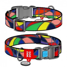 Collar WAUDOG Nylon нейлоновий нашийник "Вітраж" з QR паспортом для собак S