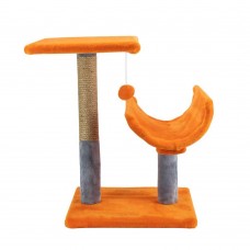 Пухнастики кігтеточка для котів з полицею і напівтунелем (джут) руда з сірим 30×38×50 см