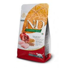 Farmina N&D низькозерновий сухий корм для дорослих котів з куркою та гранатом 10 кг