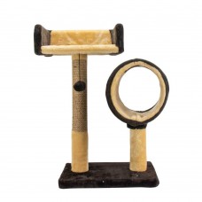 Пухнастики кігтеточка для котів з диваном і тунелем (джут) шоколад з бежевим 56×38 см