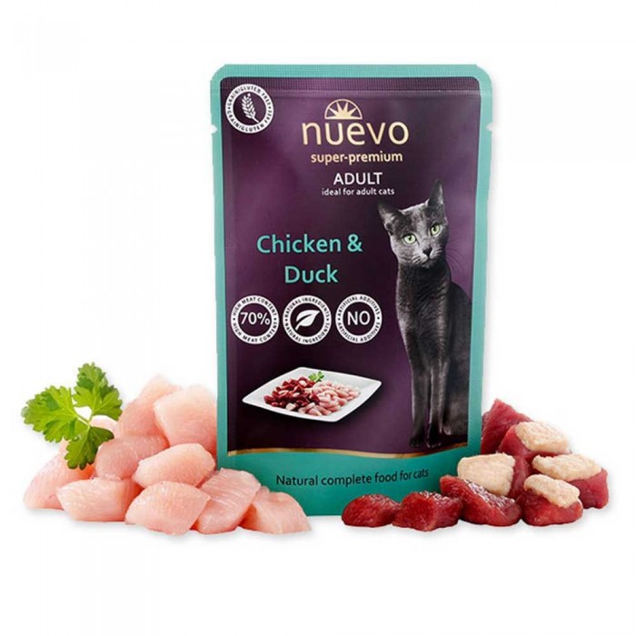 NUEVO ADULT вологий корм для котів з куркою та качкою 85 г