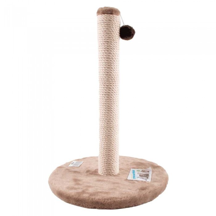 Пухнастики кігтеточка для котів стовпчик на круглій підставці (бавовняна стрічка) бежева 50×38 см