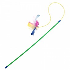 Природа іграшка-вудка для котів "Вудка з пір'ям на резинці" 50 см