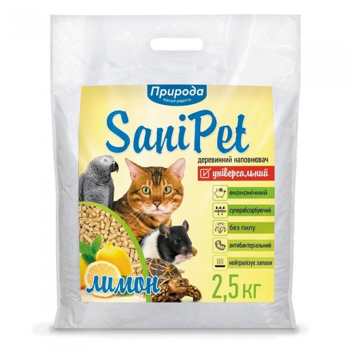 SANI PET "Універсальний" деревний наповнювач для котів з ароматом лимона 2,5 кг
