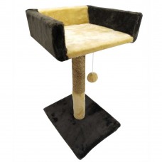 Пухнастики кігтеточка для котів стовпчик з диваном (джут) шоколад з бежевим 30×33×50 см